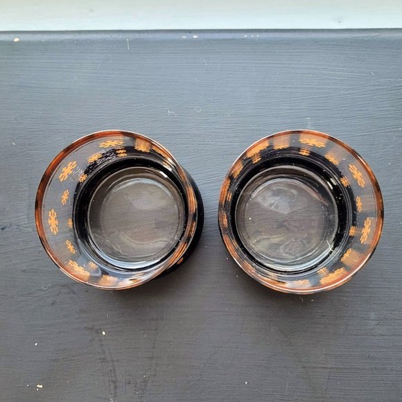 MCM Gold Rimmed Gold Snowflake Trendy Glass Tumblers - Picture 3 of 4